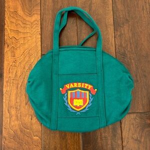 Vintage Mitzi green Varsity duffle bag